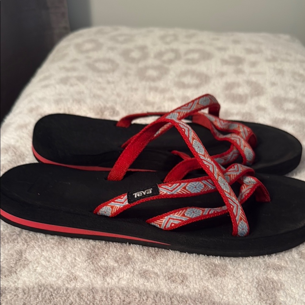 Teva Red and Black Patterned Sandals